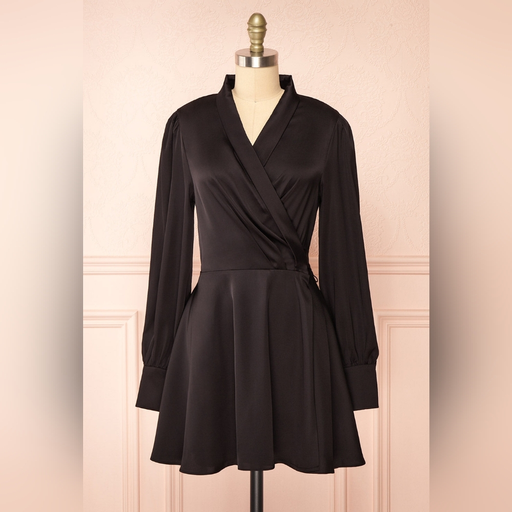 Elegant Black Wrap Dress | Size 6